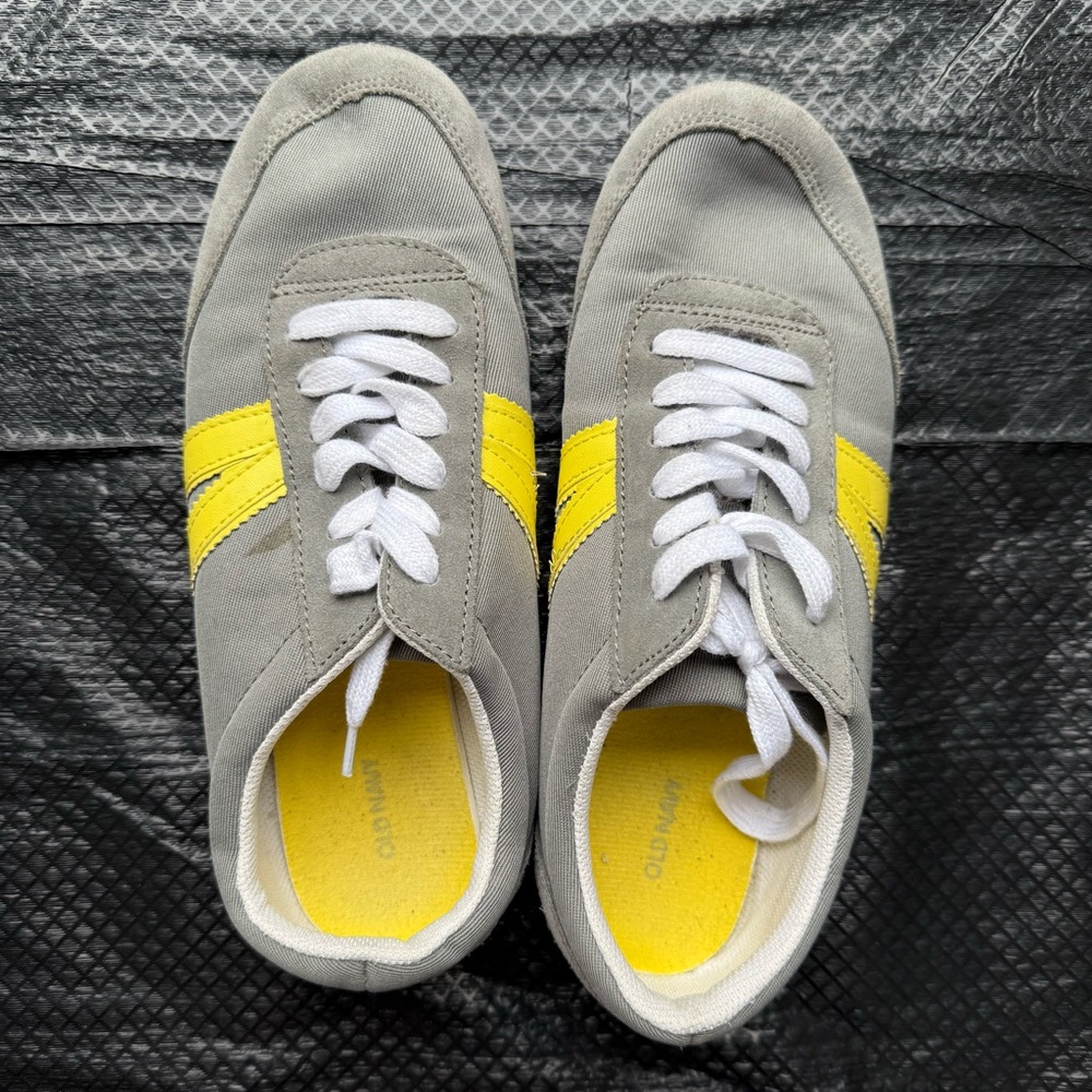 Old Navy Gray and Yellow Retro Sneakers
